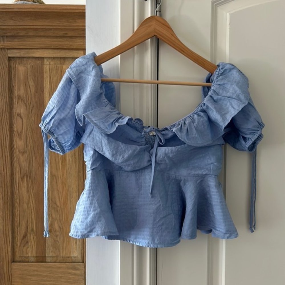Tularosa off shoulder Maggie top in powder blue medium REVOLVE - Picture 3 of 15
